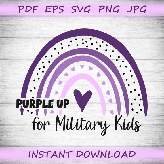 Purple Up Military Kids SVG, Boho Rainbow Awareness Design (Digital Download)