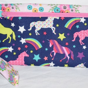 Monedero con cremallera y bolsillo para teléfono en forma de unicornio arcoíris