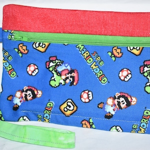 Super Mario Bros. Wristlet Zippered Purse with Phone Pocket