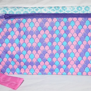 Monedero con cremallera y bolsillo para teléfono en forma de escamas de sirena, color rosa, morado y verde azulado