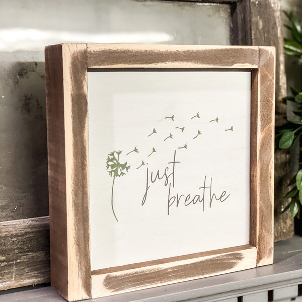 Wooden Just Breathe Wall Art Etsy