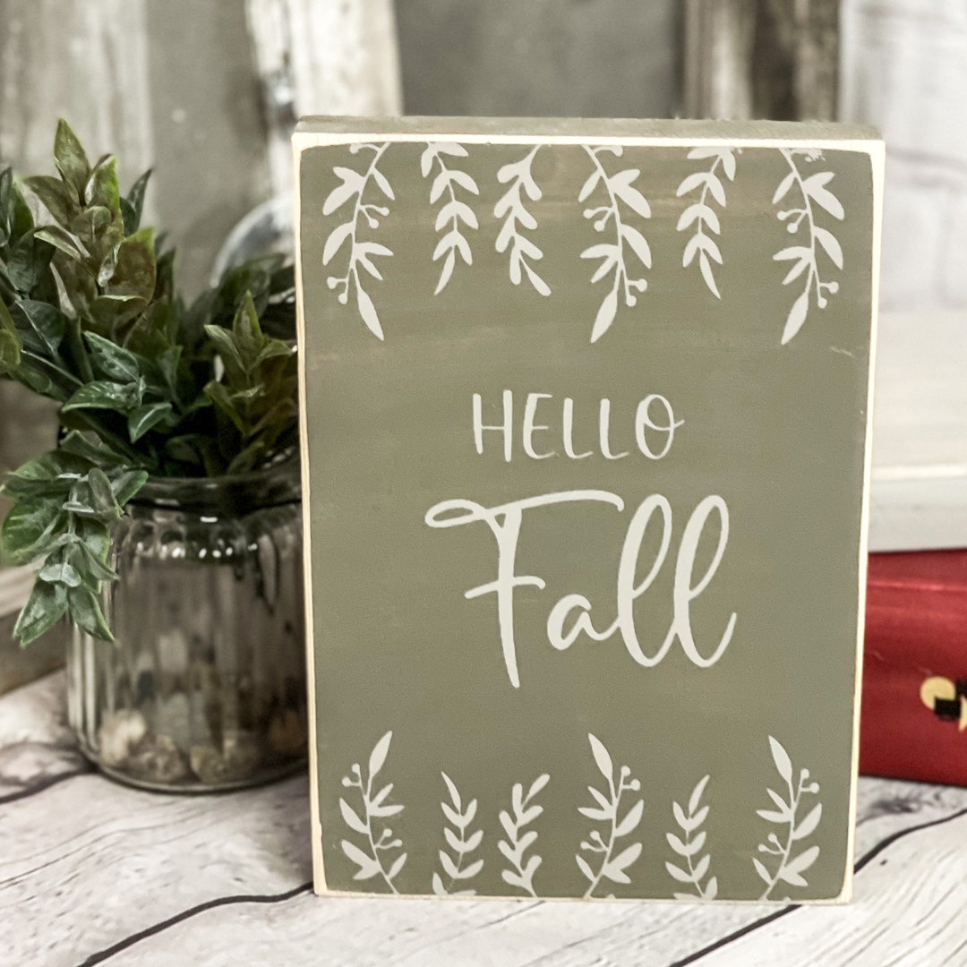 Hello Fall Painted Farmhouse Wood Sign, Fall Decor, Hello Fall Sign ...