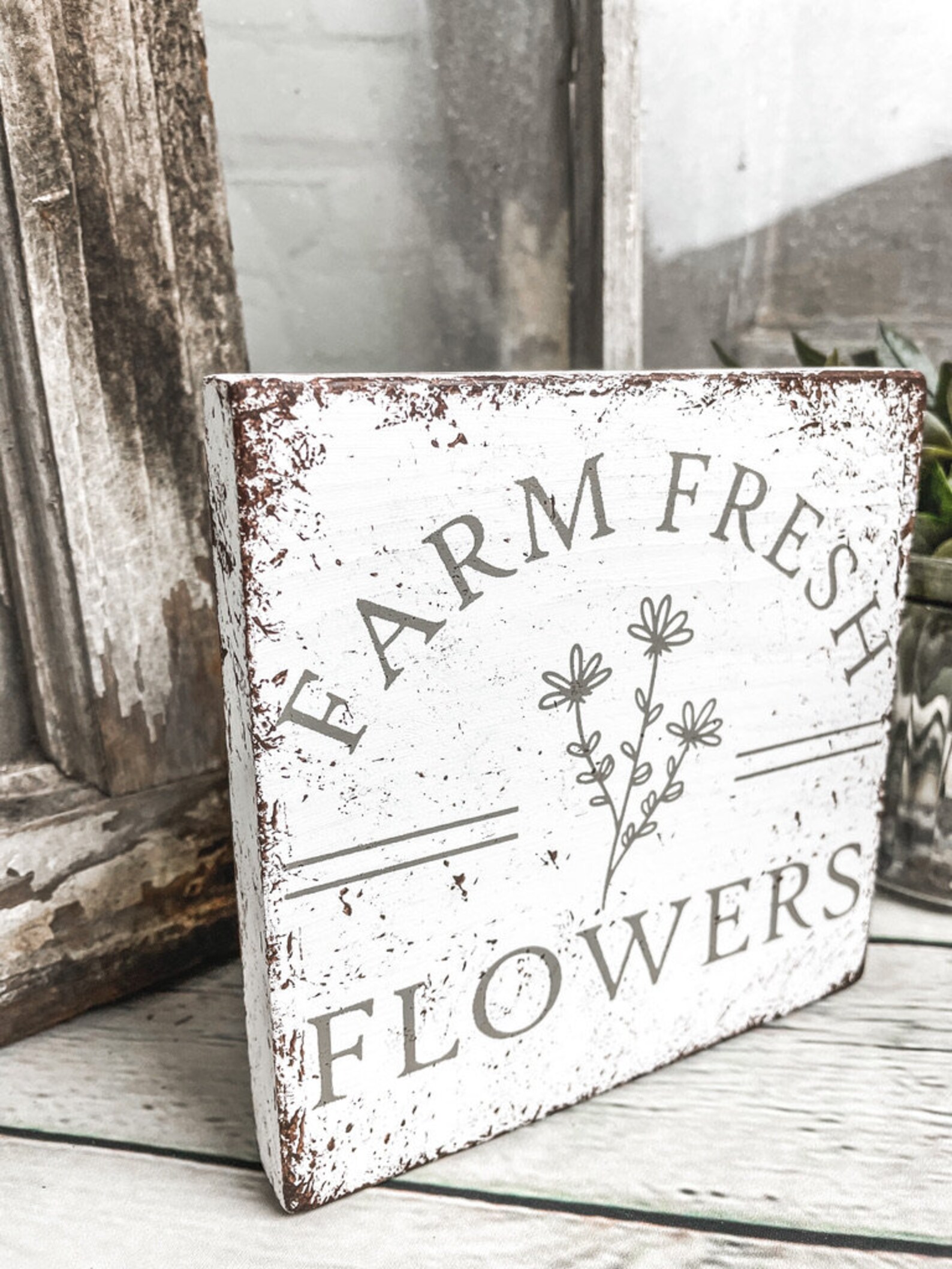 Farm Fresh Flowers Sign Spring Wood Decor Fresh Cut Flowers Etsy