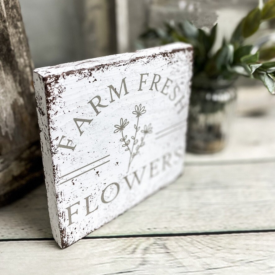 Farm Fresh Flowers Sign Spring Wood Decor Fresh Cut Flowers Etsy