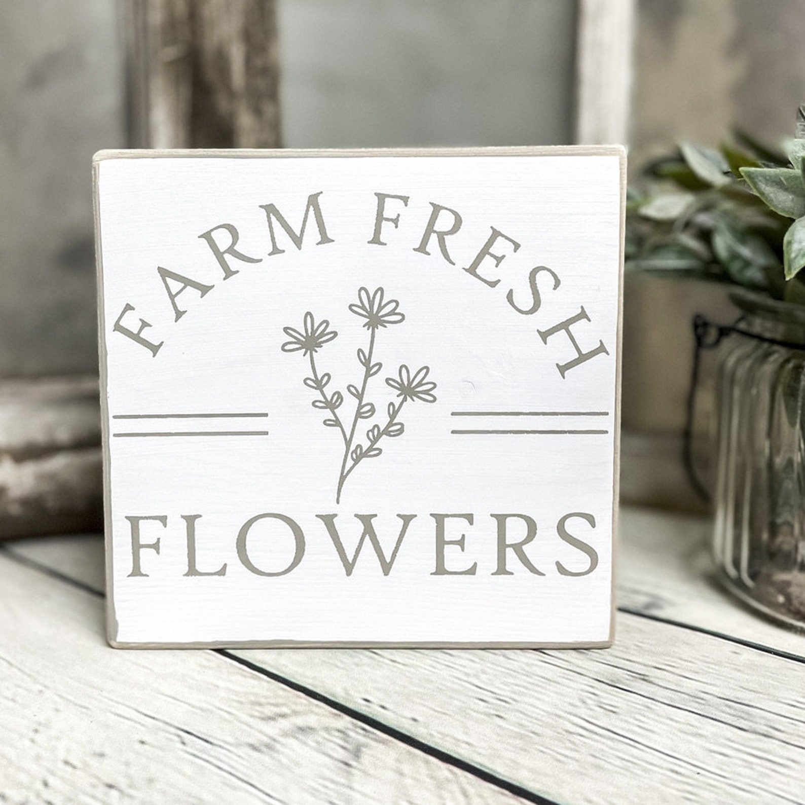 Farm Fresh Flowers Sign Spring Wood Decor Fresh Cut Flowers Etsy
