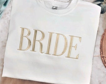 Bride Sweatshirt-Embroidered Sweatshirt-Bride Crewneck-Wifey Sweatshirt-Future Mrs Sweatshirt-Mrs Sweatshirt-Custom Embroidered Sweatshirt