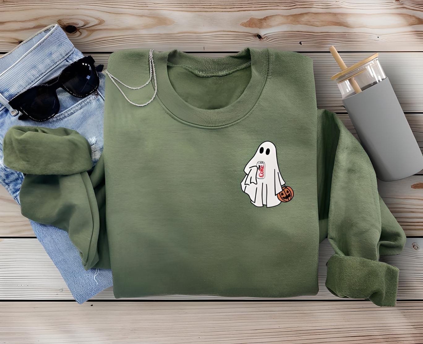 Halloween Sweatshirt-Ghost Sweatshirt-Halloween