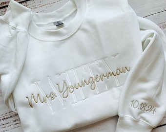 Wifey Sweatshirt-Wife Sweatshirt-Future Mrs Sweatshirt-Gift for Her-Bride Sweatshirt-Embroidered Sweatshirt-Custom Embroidered Sweatshirt