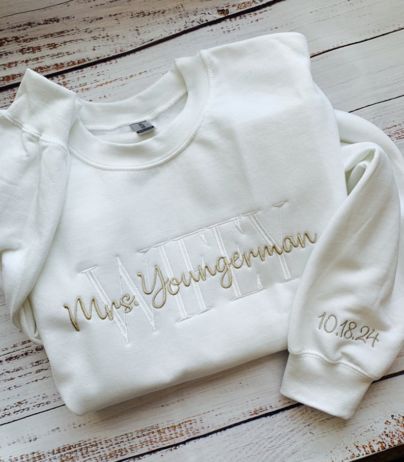 Wifey Sweatshirt-Wife Sweatshirt-Future Mrs Sweatshirt-Gift for Her-Bride Sweatshirt-Embroidered Sweatshirt-Custom Embroidered Sweatshirt
