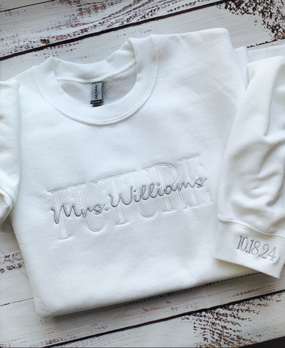 Future Mrs Sweatshirt-Mrs Sweatshirt-Bride Sweatshirt-Embroidered Sweatshirt-Wifey Sweatshirt-Custom Embroidered Sweatshirt-Gift For Her Livingtee