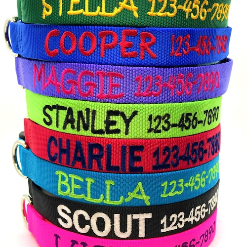 Personalized Dog Collar Embroidered With Pet Name and Phone Etsy