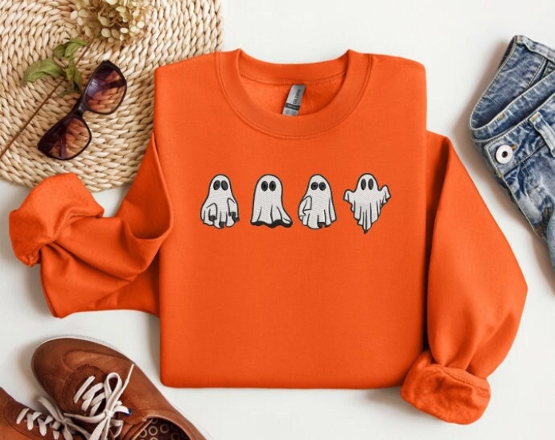 Halloween Glitter Ghost Patched Pattern Color Block Sweatshirt