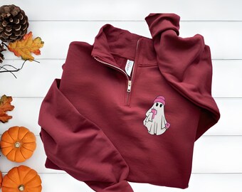 Halloween Sweatshirt-Ghost Sweatshirt-Halloween Embroidered Sweatshirt-Ghost-Halloween Shirt-Fall Sweatshirt-Spooky Season-1/4 Ghost Purse