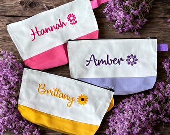 Personalized Makeup Bag-Bridesmaid Proposal Gift-Embroidered Custom Makeup Bag-Bridesmaid Gifts-Cosmetic Bag-Toiletry Bag-Bridal Party Gift
