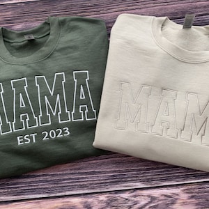 Mama Sweatshirt-Custom Embroidered Sweatshirt-Personalized Gifts for Mom-Custom Sweatshirt-Crewneck Sweatshirt-Mom Sweatshirt-Gift for Her