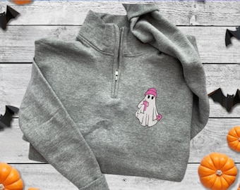 Halloween Sweatshirt-Ghost Sweatshirt-Halloween Embroidered Sweatshirt-Ghost-Halloween Shirt-Fall Sweatshirt-Spooky Season-1/4 Ghost Purse