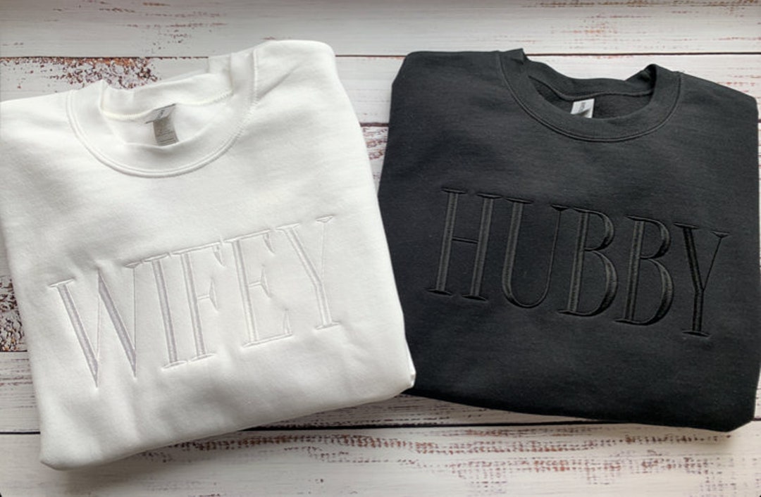 Bride Sweatshirt-Couples Sweatshirts-Embroidered Sweatshirt-Bride Crewneck-Wifey Sweatshirt-Mrs Sweatshirt-Custom Embroidered Sweatshirt