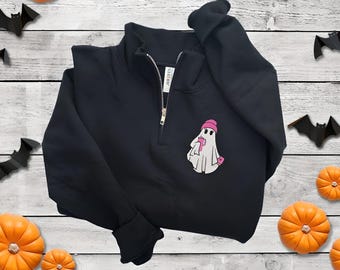 Halloween Sweatshirt-Ghost Sweatshirt-Halloween Embroidered Sweatshirt-Ghost-Halloween Shirt-Fall Sweatshirt-Spooky Season-1/4 Ghost Purse