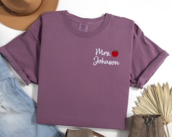 Personalized Teacher Shirt, Custom Name Embroidered T-Shirt, Teacher Appreciation Gift, Kindergarten Teacher Shirt