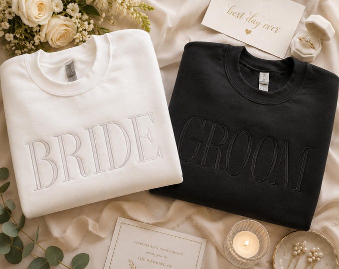 Personalized Bride Sweatshirt, Embroidered Wedding Gift, Bride Crewneck, Wifey, Future Mrs, Custom Sweatshirt, Est date 2026