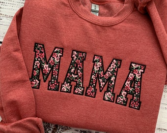 Mama Sweatshirt-Custom Embroidered Sweatshirt-Mother's Day Gift-Custom Sweatshirt-Crewneck Sweatshirt-Gift for Mom-Mom Sweatshirt-Mom PINK