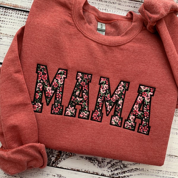 Mama Sweatshirt-Custom Embroidered Sweatshirt-Mother's Day Gift-Custom Sweatshirt-Crewneck Sweatshirt-Gift for Mom-Mom Sweatshirt-Mom PINK