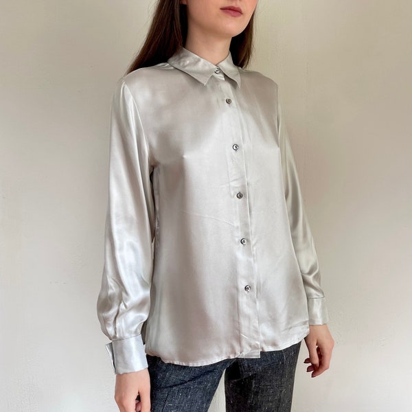 Ice pinstripe silk blouse (medium)
