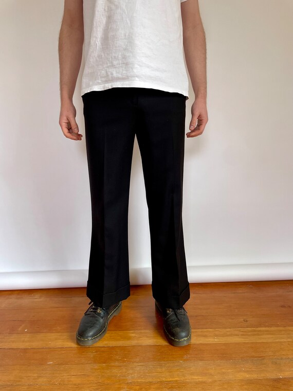 90s black wool wide leg trousers (women's medium) - image 4