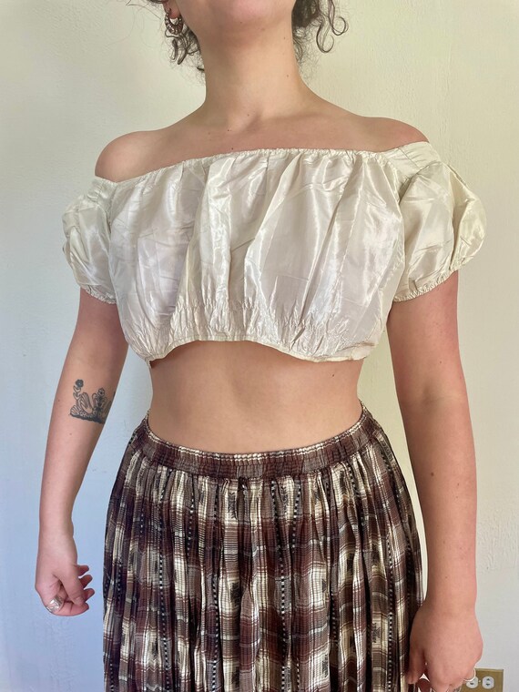 White antique Edwardian crop top (medium/large)