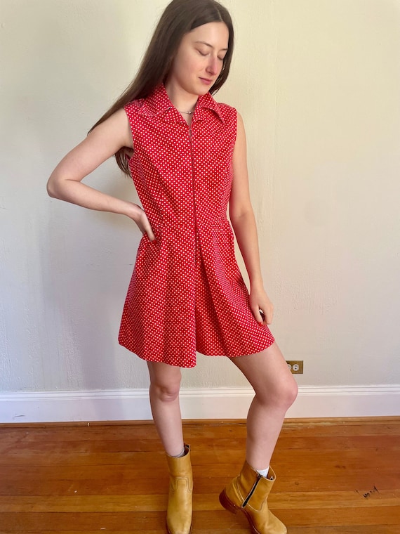 60's red and white polkadot play suit (medium)