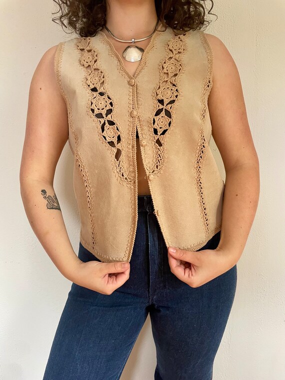 Suede and crochet vest (medium) - image 4