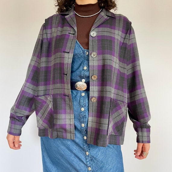 Purple Pendleton plaid chore coat (XL) - image 2