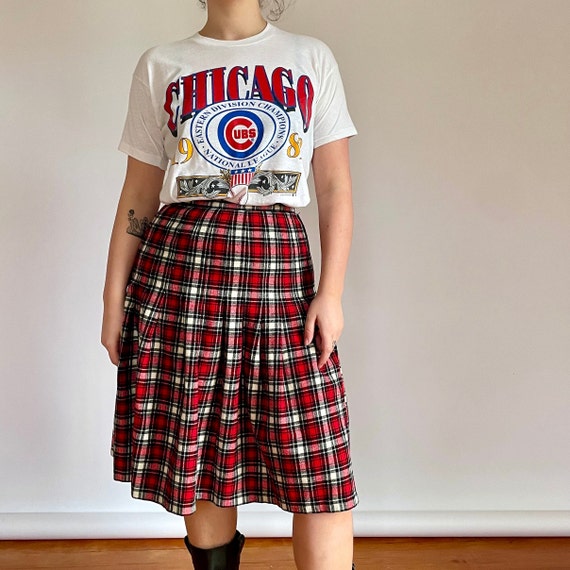 Vintage pleated Pendleton red plaid wool skirt | … - image 6