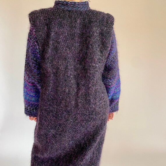 80s purple and blue mohair maxi coat (large) - image 5