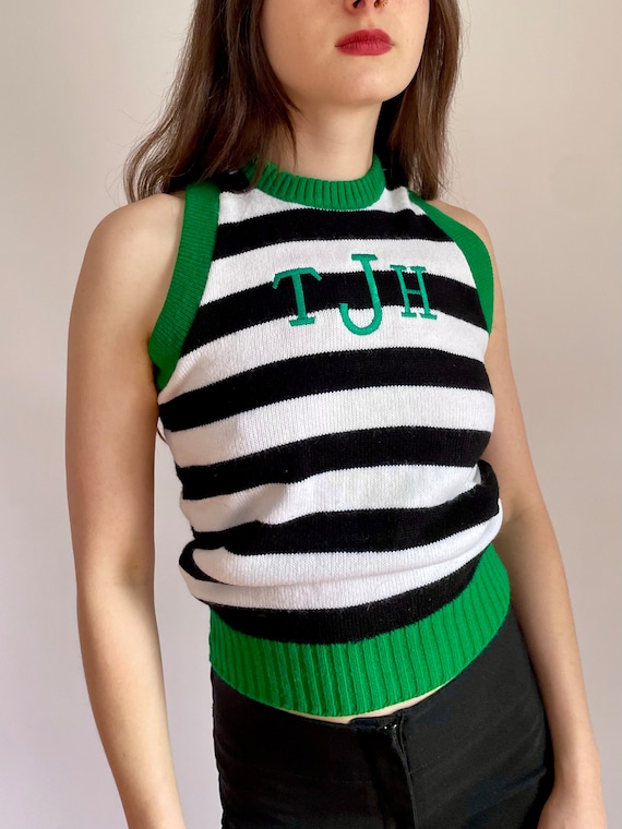 Vintage 70s/80s Dehen knit stripe tank top (small)