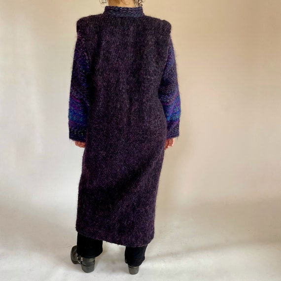 80s purple and blue mohair maxi coat (large) - image 6