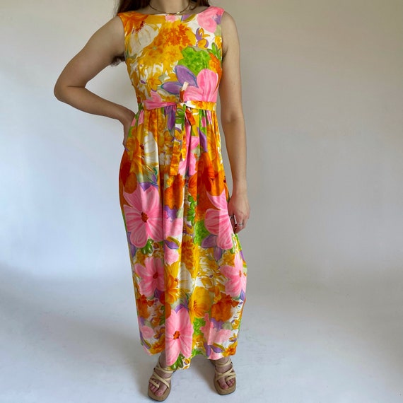 1960s sun fashions tropical maxi dress (size xs) - image 6