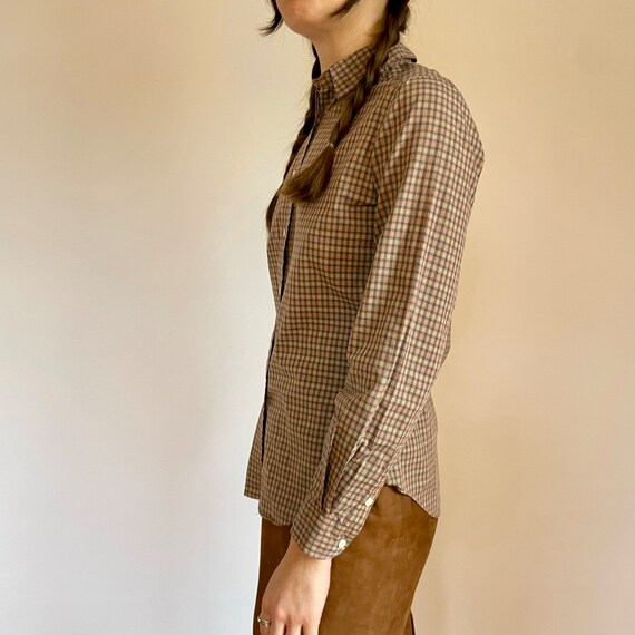 70s micro plaid button up | women's small - image 7