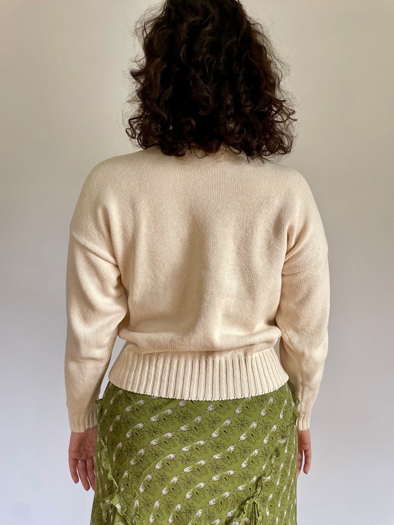 90s cotton cream roll neck pullover (women's medi… - image 5