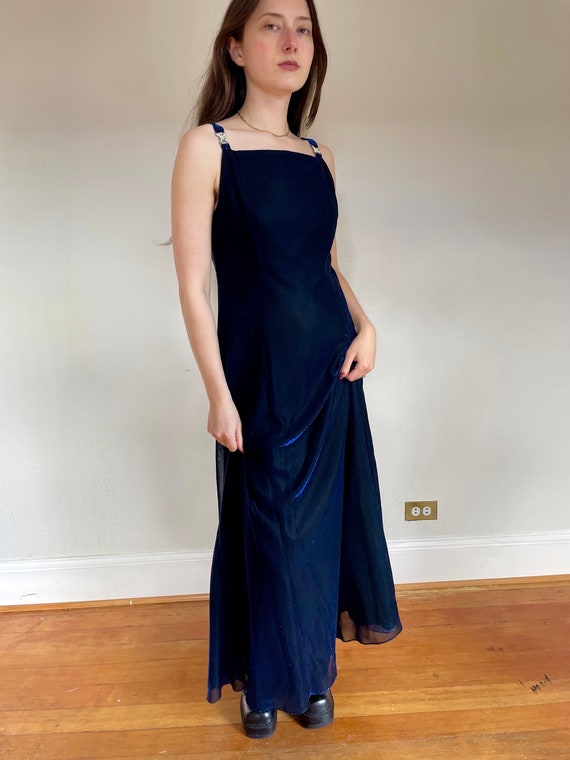 90s blue shimmer party dress (medium)