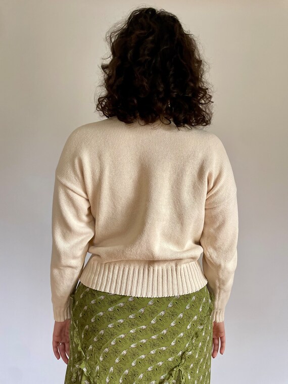 90s cotton cream roll neck pullover (women's medi… - image 3