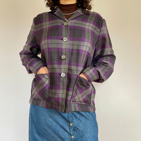 Purple Pendleton plaid chore coat (XL) - image 5