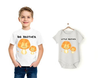 coppia fratelli big brother little brother   tshirt e body stampa  amore famiglia fratello baby cotone personalizzabile