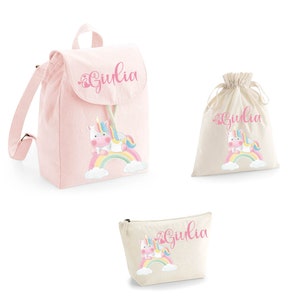 ensemble chambre d'enfant en coton bio personnalisable avec prénom Licorne