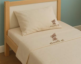 Lenzuolo personalizzabile per Asilo Sotto con ang. sopra e Federa Beige