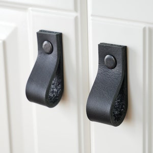 Leather IKEA handle knob, furniture pulls, leather knobs, kitchen drawer pulls and knobs Black