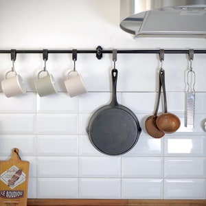 Leather kitchen S-hooks organizer, Kitchen s hook pan hanger, Stainless steel kitchen hook, Kitchen pot pan hook, Kitchen accessories hanger image 1
