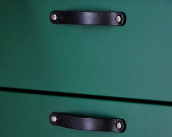 Dresser handles or cabinet hardware, leather drawer pulls as home improvement