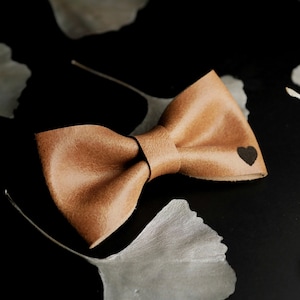 Leather bow tie for men, gift for husband, gift for groom from bride, brown bow tie as personalized gift, unique gifts for men image 2