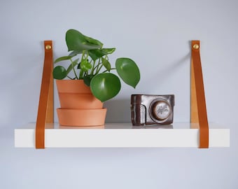 Leather strap shelf, shelving straps for floating wall shelf, wall hangings bracket, home office rustic wall decor, wall decoration